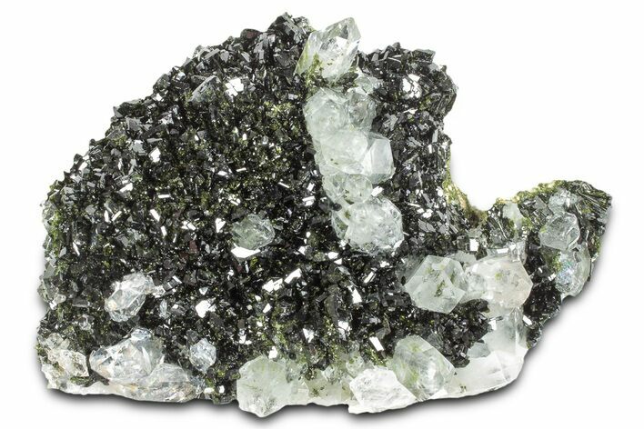 Sparkling Dark Green Epidote Crystals with Quartz - Turkey #325081